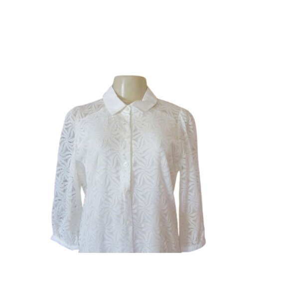 New, White Esqualo Lace Shirt Dress With 3/4 Sleeves & Collar Size 8 - Picture 3 of 10